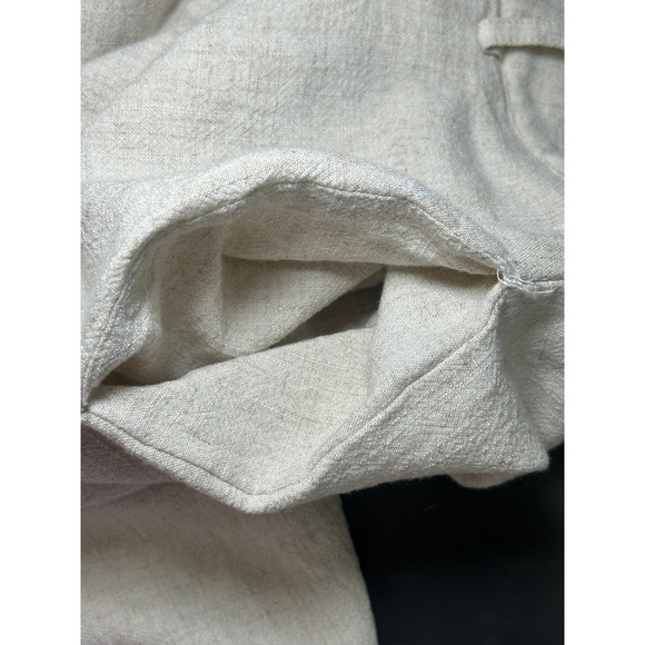 Runaway Heart Linen Blend Cropped Pants Pleated Front Casual Beige Size 12 - Picture 4 of 5